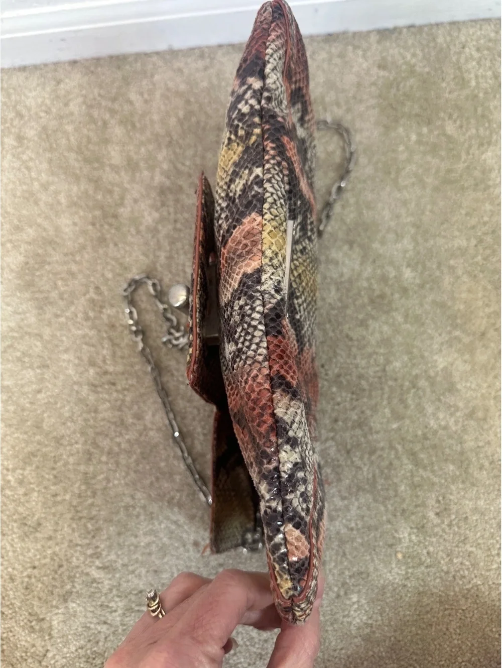 Gianni Bini Snakeskin Print Clutch Shoulder Bag Mob Wife Animal Print